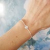 Dünnes 8-mm-Sonnenmedaillenarmband aus minimalistischem recyceltem 925er Silber mit verstellbarer Kette