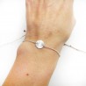 Dünnes 10-mm-Sonnenmedaillenarmband aus minimalistischem recyceltem 925er Silber mit verstellbarer Kette