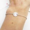 Dünnes 10-mm-Sonnenmedaillenarmband aus minimalistischem recyceltem 925er Silber mit verstellbarer Kette