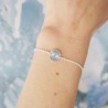Dünnes 10-mm-Sonnenmedaillenarmband aus minimalistischem recyceltem 925er Silber mit verstellbarer Kette