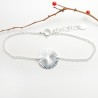 Bracelet fin médaille soleil 15 mm en argent 925 recyclé minimaliste avec chaine ajustable