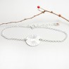 Dünnes 15-mm-Sonnenmedaillenarmband aus minimalistischem recyceltem 925er Silber mit verstellbarer Kette