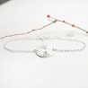 Dünnes 15-mm-Sonnenmedaillenarmband aus minimalistischem recyceltem 925er Silber mit verstellbarer Kette