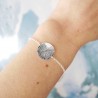 Thin 15 mm sun medal bracelet in minimalist recycled 925 silver with adjustable chain