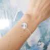 Dünnes 15-mm-Sonnenmedaillenarmband aus minimalistischem recyceltem 925er Silber mit verstellbarer Kette