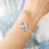 Thin 15 mm sun medal bracelet in minimalist recycled 925 silver with adjustable chain