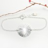 Dünnes 20-mm-Sonnenmedaillenarmband aus minimalistischem recyceltem 925er Silber mit verstellbarer Kette
