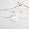 Thin 20 mm sun medal bracelet in minimalist recycled 925 silver with adjustable chain