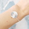 Dünnes 20-mm-Sonnenmedaillenarmband aus minimalistischem recyceltem 925er Silber mit verstellbarer Kette