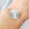 Thin 20 mm sun medal bracelet in minimalist recycled 925 silver wit...