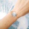 Dünnes 20-mm-Sonnenmedaillenarmband aus minimalistischem recyceltem 925er Silber mit verstellbarer Kette