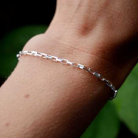 Unisex bracelet in minimalist recycled 925 silver for women and men with Venetian chain