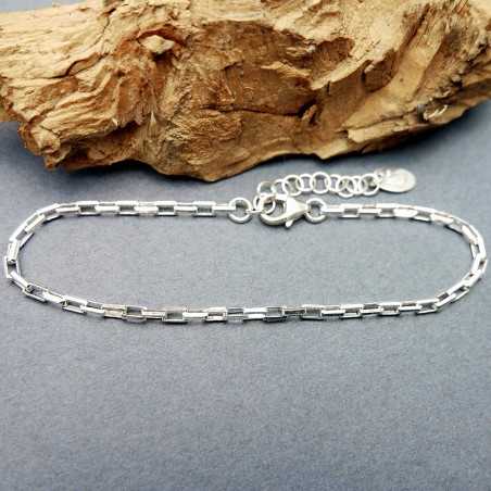 Unisex-Armband aus minimalistischem recyceltem 925er Silber für Damen und Herren mit Venezianerkette