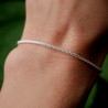Thick minimalist recycled 925 silver bracelet for women, accumulative and adjustable popcorn chain