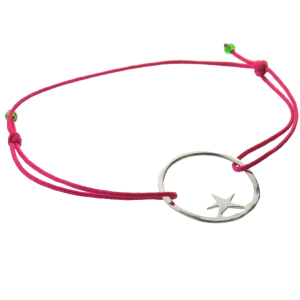 Bracelet cordon fushia étoile Nova en argent massif 925/1000  Nova 35,00 €