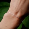 Minimalist recycled 925 silver bracelet for women fine chain with alternating tubes