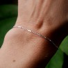 Minimalist recycled 925 silver bracelet for women fine chain with alternating tubes