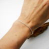 Bracelet chaine maille popcorn diamantée minimaliste en argent 925 recyclé ♻ ajustable pour femme.