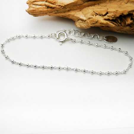 Minimalist recycled 925 silver bracelet for women with alternating beads