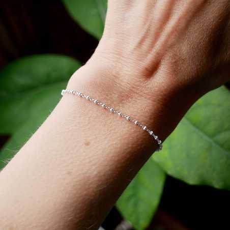 Bracelet en argent 925 recyclé minimaliste pour femme perles alternés