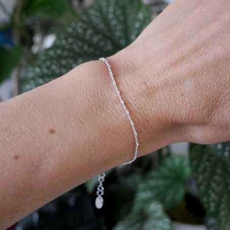 Minimalist recycled 925 silver bracelet for women with alternating square beads