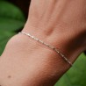 Minimalist recycled 925 silver bracelet for women with alternating square beads