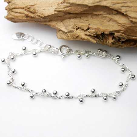 Bracelet en argent 925 recyclé minimaliste pour femme avec perles alternées