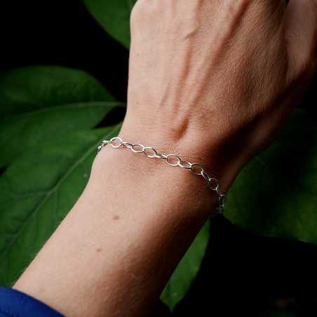 Recycled 925 silver bracelet for women with large oval chain links