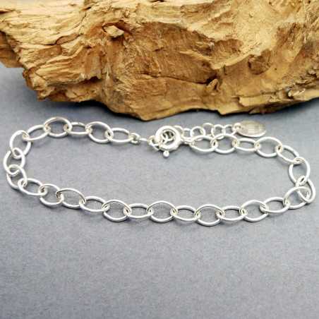Recycled 925 silver bracelet for women with large oval chain links