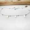 Minimalist Hearts&nbsp;bracelet with fine alternating round beads chain in recycled 925 silver for women