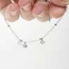 Minimalist Hearts&nbsp;bracelet with fine alternating round beads chain in recycled 925 silver for women