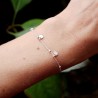 Minimalist Hearts&nbsp;bracelet with fine alternating round beads chain in recycled 925 silver for women