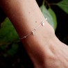 Minimalist Hearts&nbsp;bracelet with fine alternating round beads chain in recycled 925 silver for women