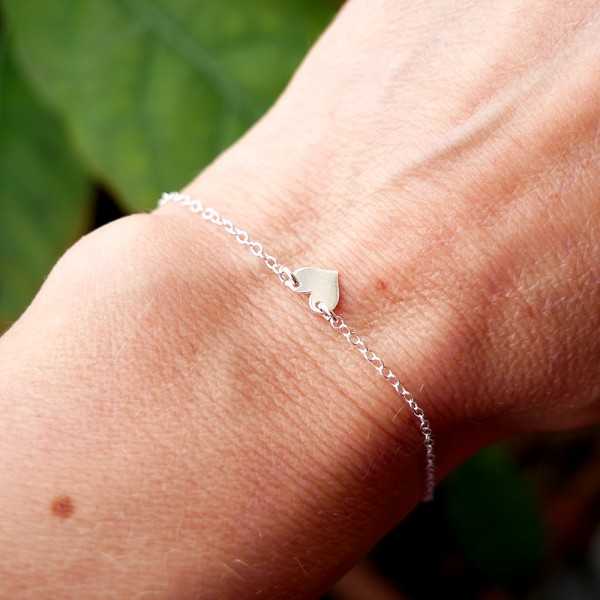 Bracelet femme cœur fin en argent 925 recyclé minimaliste pour femme chaine fine