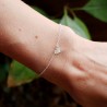 Dünnes Damen-Herzarmband aus minimalistischem recyceltem 925er Silber für Damen mit feiner Kette