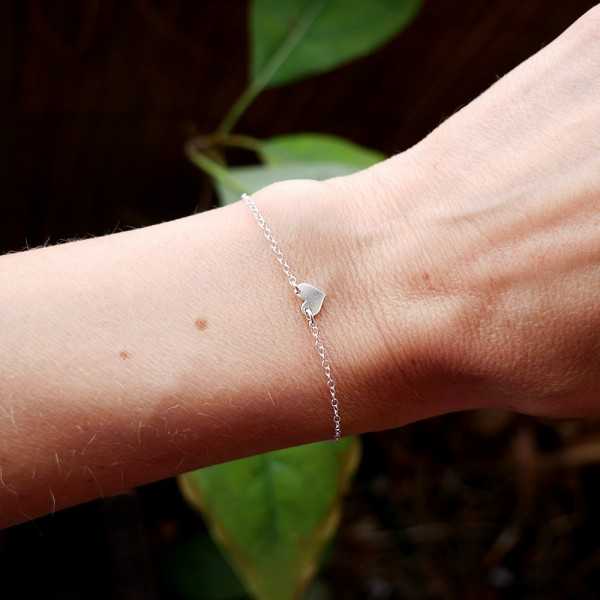 Bracelet femme cœur fin en argent 925 recyclé minimaliste pour femme chaine fine
