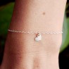 Women's thin heart bracelet in minimalist recycled 925 silver for women with fine chain