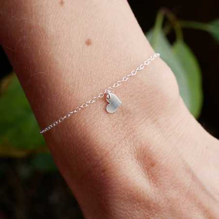 Bracelet femme breloque cœur en argent 925 recyclé minimaliste pour femme