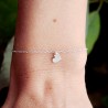 Women's thin heart bracelet in minimalist recycled 925 silver for women with fine chain