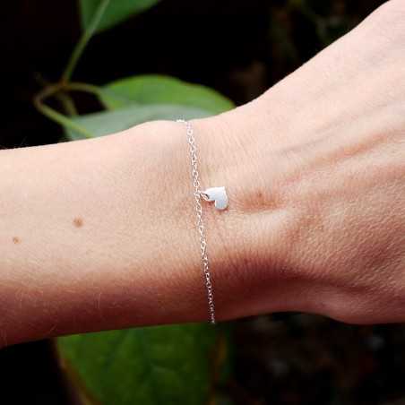 Bracelet femme breloque cœur en argent 925 recyclé minimaliste pour femme