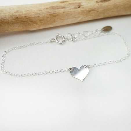 Bracelet femme grand cœur en argent 925 recyclé minimaliste pour femme