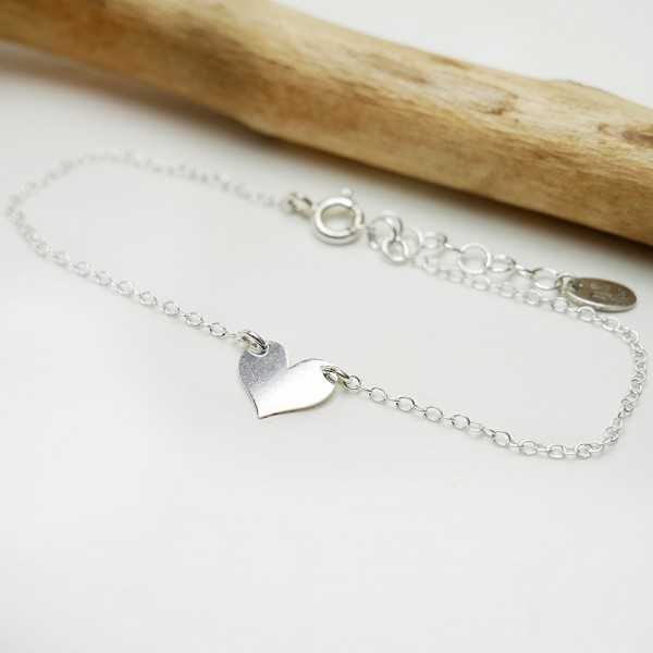 Großes Herz-Damenarmband aus minimalistischem recyceltem 925er Silber für Damen