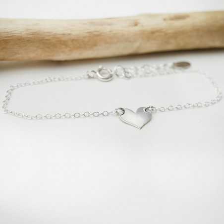 Großes Herz-Damenarmband aus minimalistischem recyceltem 925er Silber für Damen
