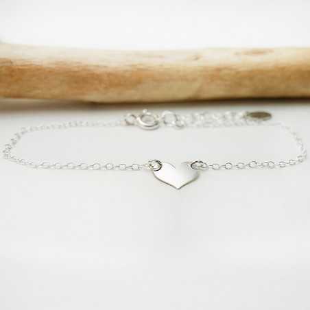 Large heart women's bracelet in minimalist recycled 925 silver for women
