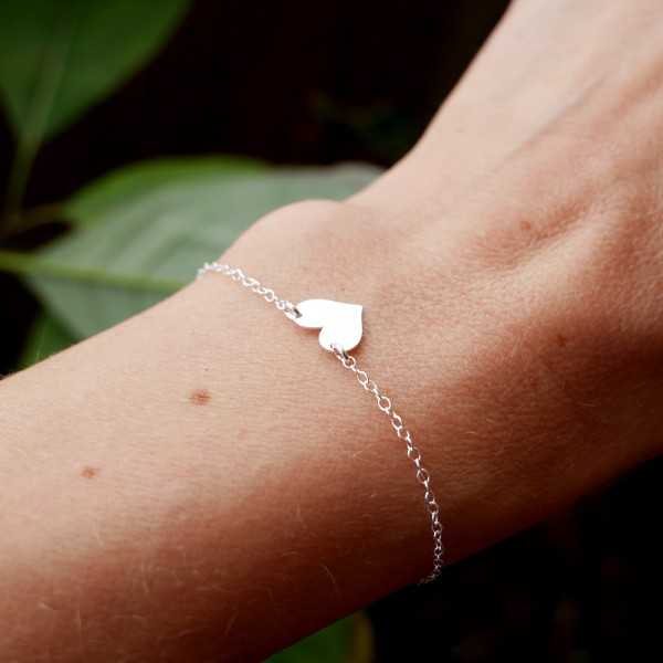 Bracelet femme grand cœur en argent 925 recyclé minimaliste pour femme