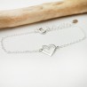 Large hollowed out heart women's bracelet in minimalist recycled 925 silver for women