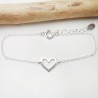 Large hollowed out heart women's bracelet in minimalist recycled 925 silver for women
