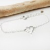 Large hollowed out heart women's bracelet in minimalist recycled 925 silver for women