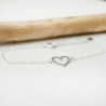 Large hollowed out heart women's bracelet in minimalist recycled 925 silver for women