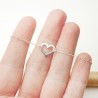 Large hollowed out heart women's bracelet in minimalist recycled 925 silver for women